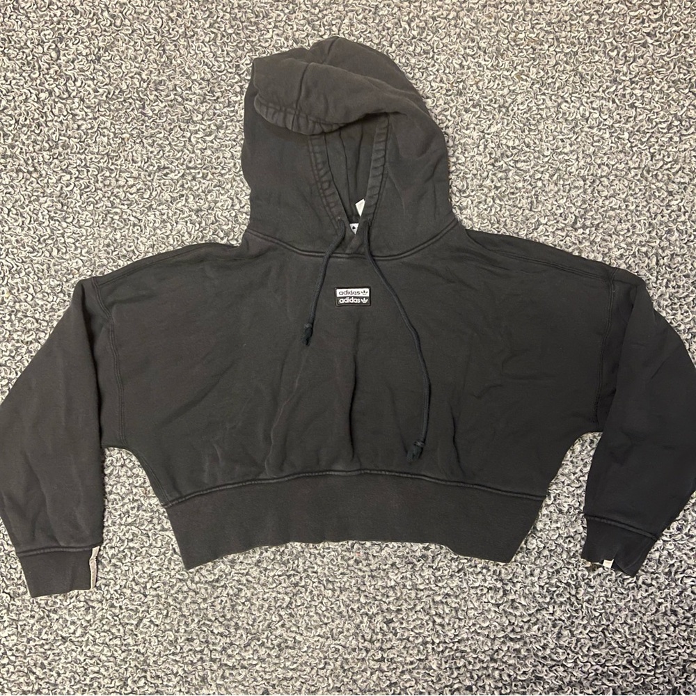 Black Cropped adidas Hoodie